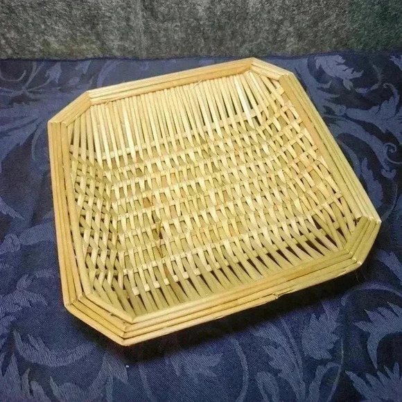 Farmhouse/Boho Vintage Square Wicker Rattan Woven Basket - Picture 1 of 4